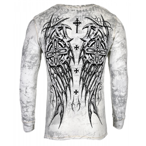 Футболка с длинным рукавом 3XL XTREME COUTURE by AFFLICTION Men LONG SLEEVE THERMAL Shirt DARKER SIDE Biker